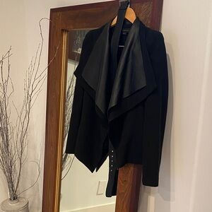 Stella & Jamie Black Draped Blazer w/Lather Inserts, Belt